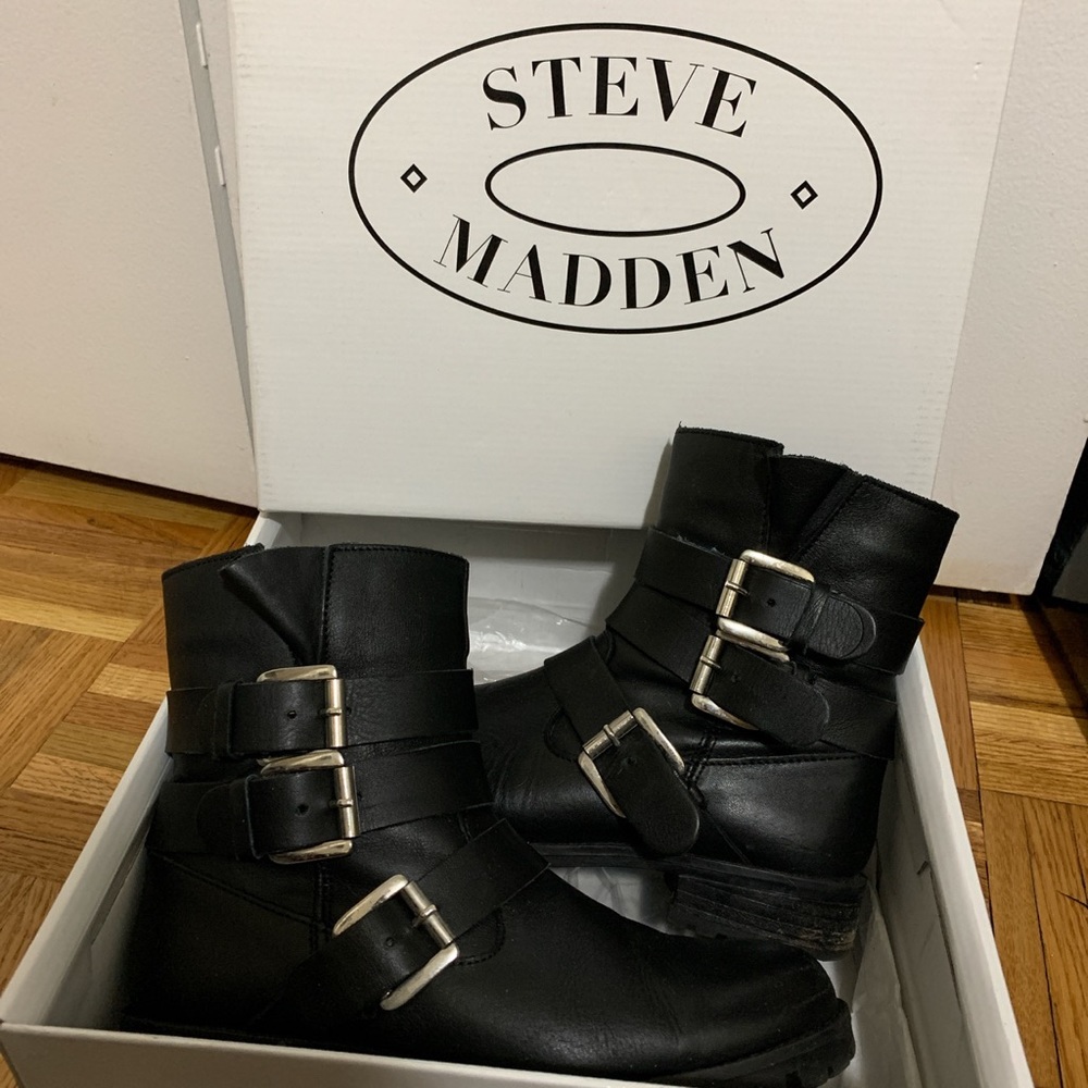 Black leather boots